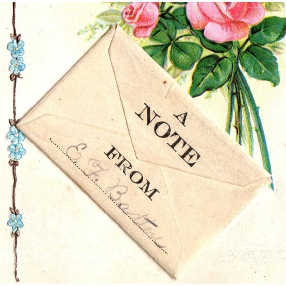 Post Cards Roses Enclosed Note Dated Jan 31, 1909, Romance Embossed - Picture 2 of 3